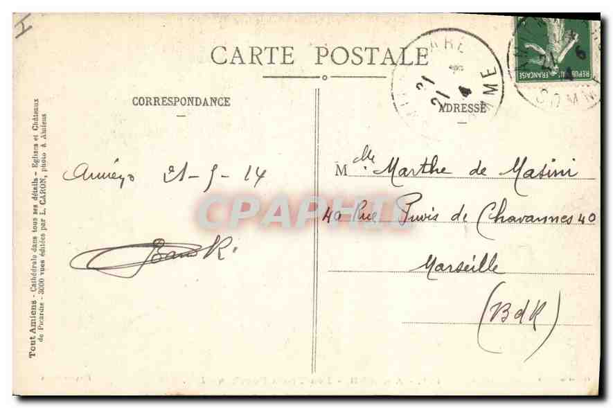 CPA Amiens les trois Porches  — Rückseite