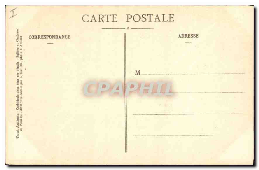 CPA Amiens cathedrale Tympan du Porche de la Vierge Doree  — Rückseite
