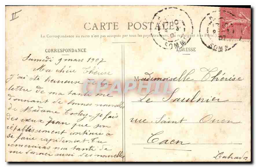 CPA Amiens vue prise dans les Hortillonnages  — Rückseite