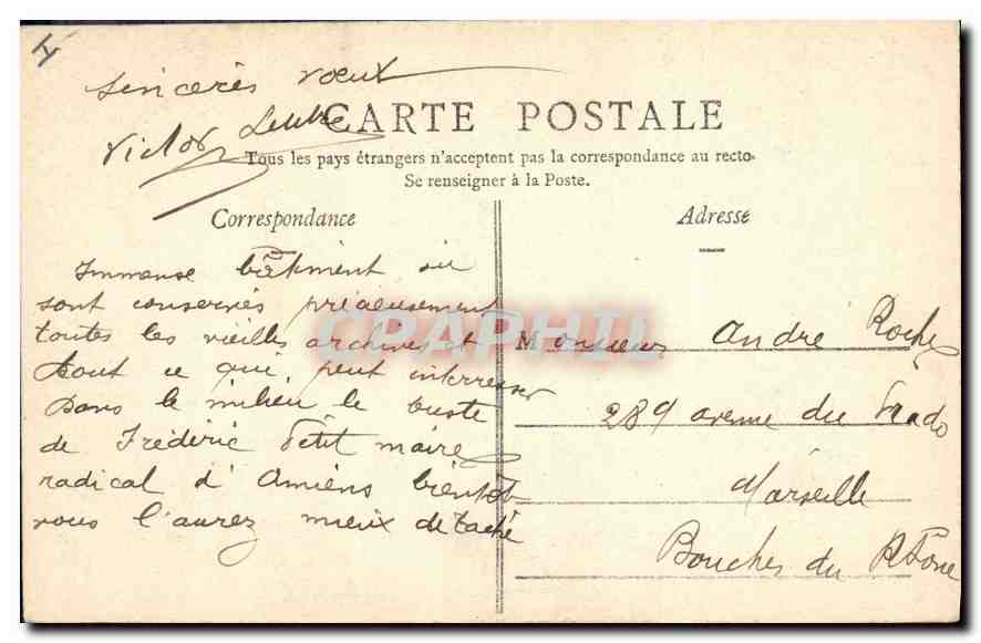 CPA  Amiens La Bibliotheque — Rückseite
