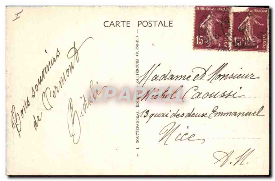 CPA Clermont Ferrand Entree du Theatre — Rückseite