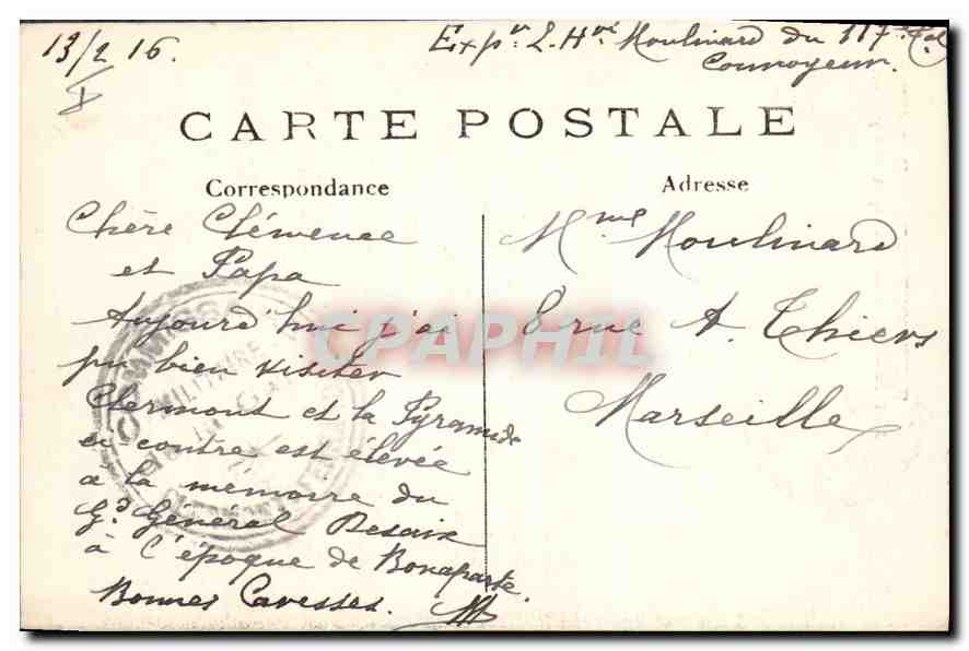 CPA Clermont Ferrand (P de D) Entree du Jardin Lecoq et la Pyramide — Rückseite