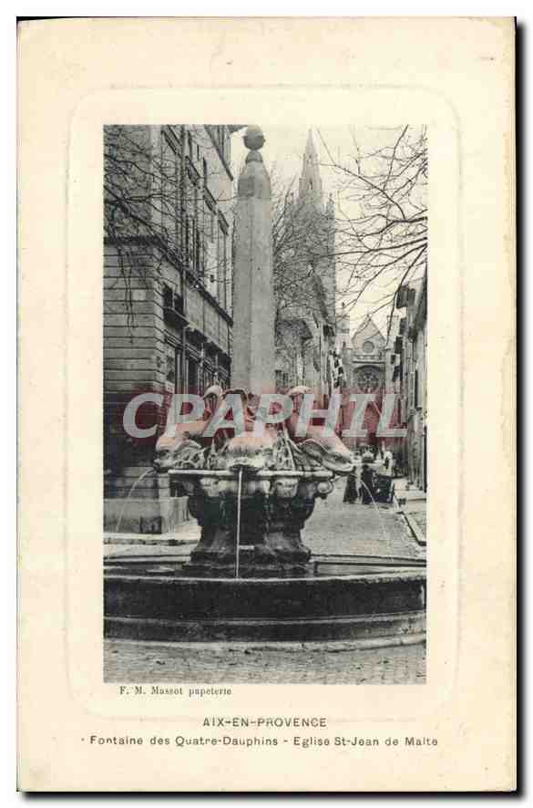 CPA Aix en Provence Fontaine des Qautre Dauphins Eglise St Jean de Malte