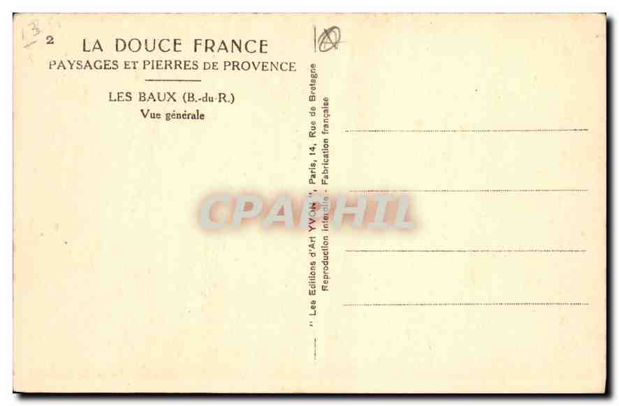 CPA Les Baux (B du R) Vue generale Paysages et Pierre de Provence — Verso