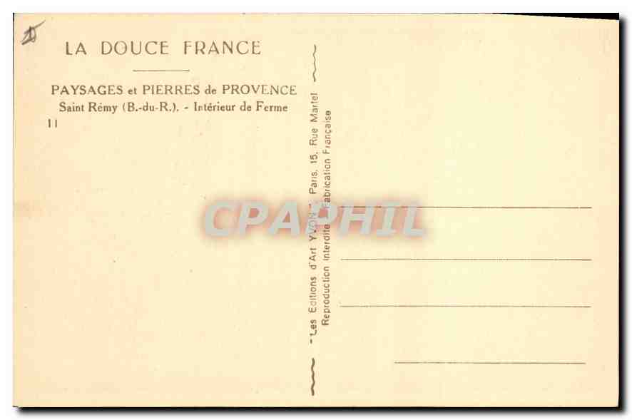 CPA Paysages et Pierres de Provence Saint Remy (B du R) Interieur de Ferme — Verso