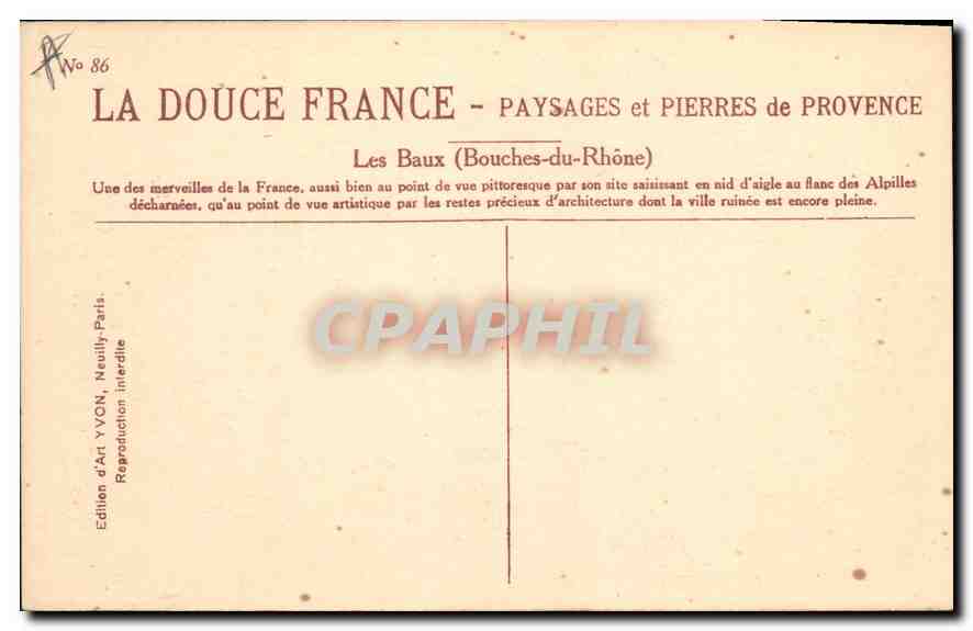 Les Baux-de-Provence — Landschaften und Steine der Provence — Edition d'Art YVON — Rückseite