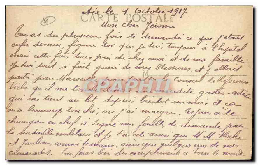 CPA Aix en Provence Cours Mirubeau et la Fontaine des 9 Canons — Back