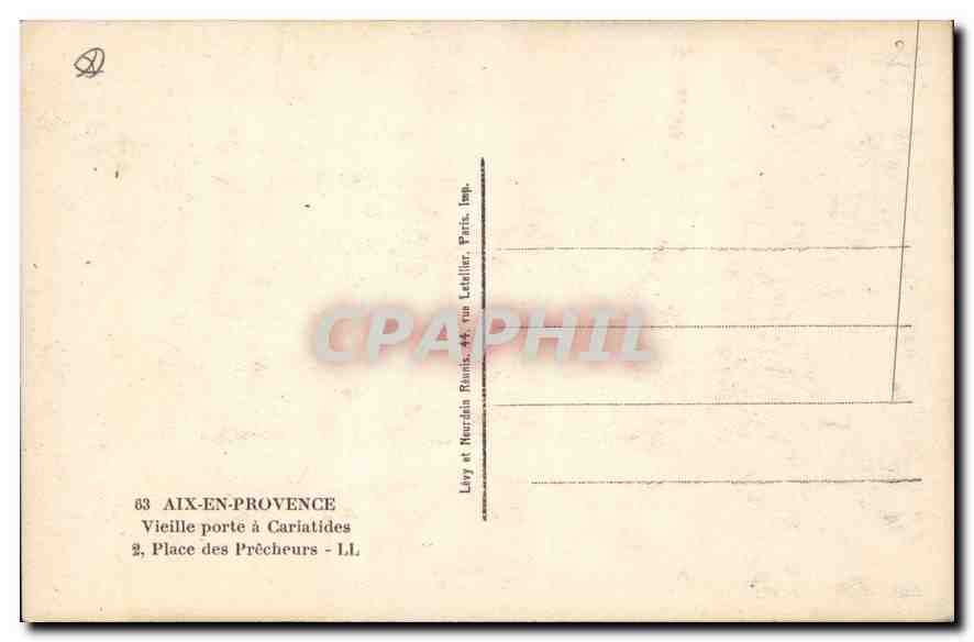 Aix-en-Provence — Alte Tür mit Karyatiden — Lévy et Burel, Paris, Verlag — Rückseite