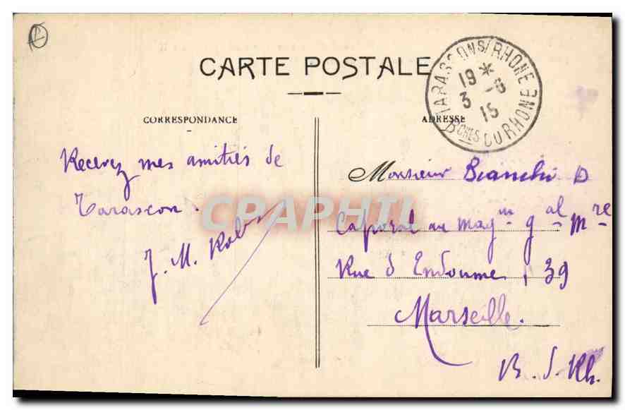 CPA Tarascon Le Chateau sur le Rhone — Verso