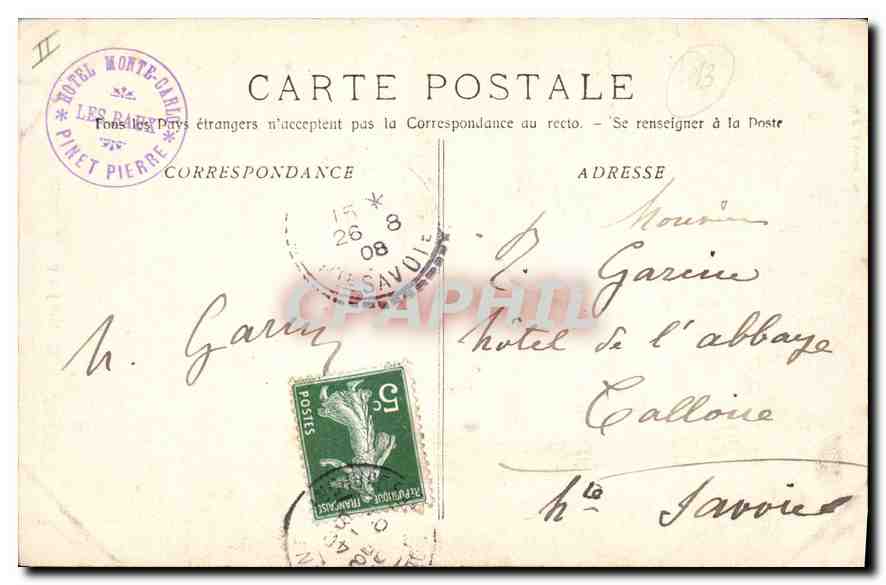 CPA Les Baux Hotel des Porcelets — Verso