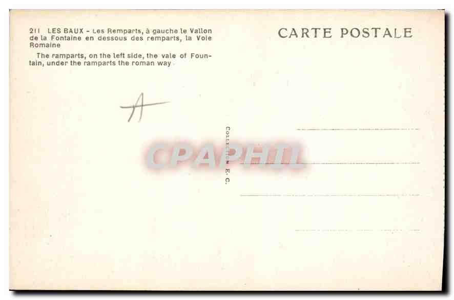 CPA Les Baux Vue des Remparts et le Clocher croix de Ravelin en dessous vole romaine — Verso