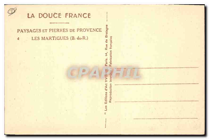 CPA La Douce France Paysages et Pierres de Provence Les Martigues (B du R) — Rückseite