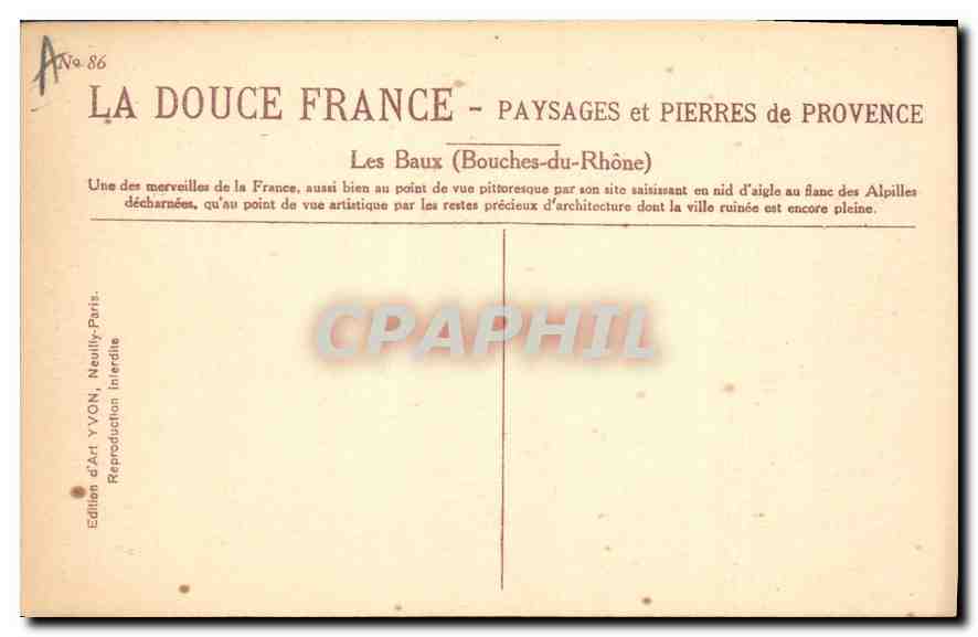 CPA La Douce France Paysages et Pierres de Provence Les Baux (Bouches du Rhone) Une des Merveilles d — Rückseite