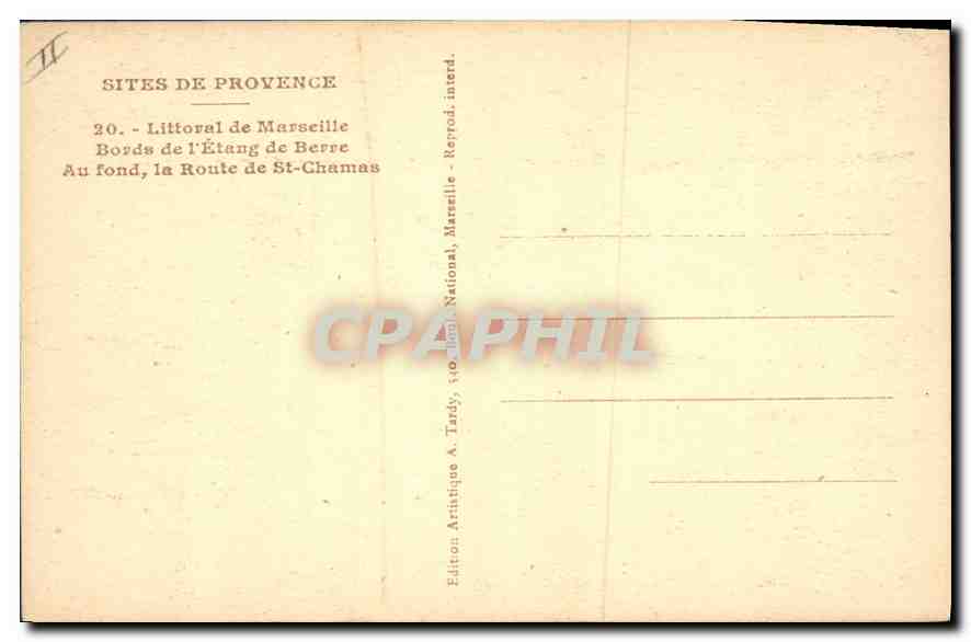 CPA Sites de Provence Littoral de Marseille Bords de l'Etang de Berre Au fond la route de St Chamas  — Rückseite