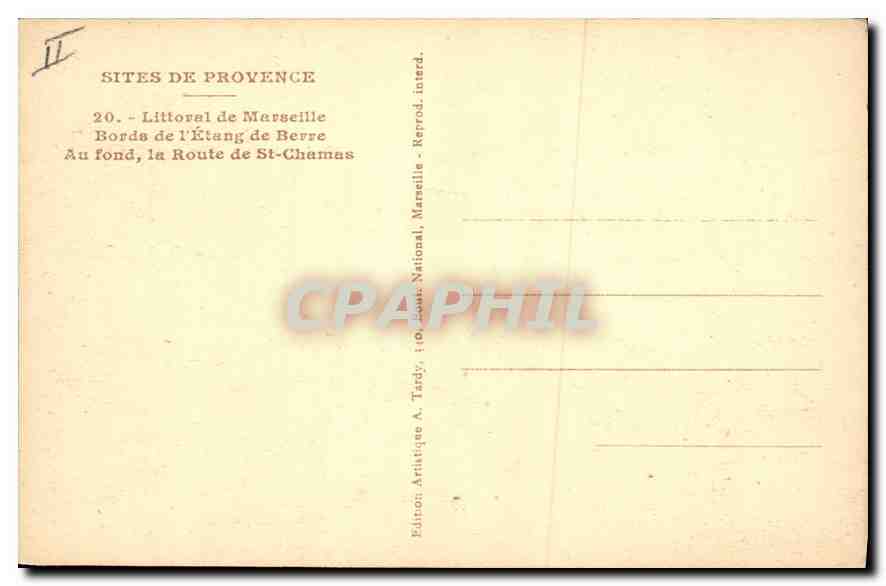 Bords de l'Étang de Berre — Route de St-Chamas — Édition Artistique A. Tardy — Rückseite