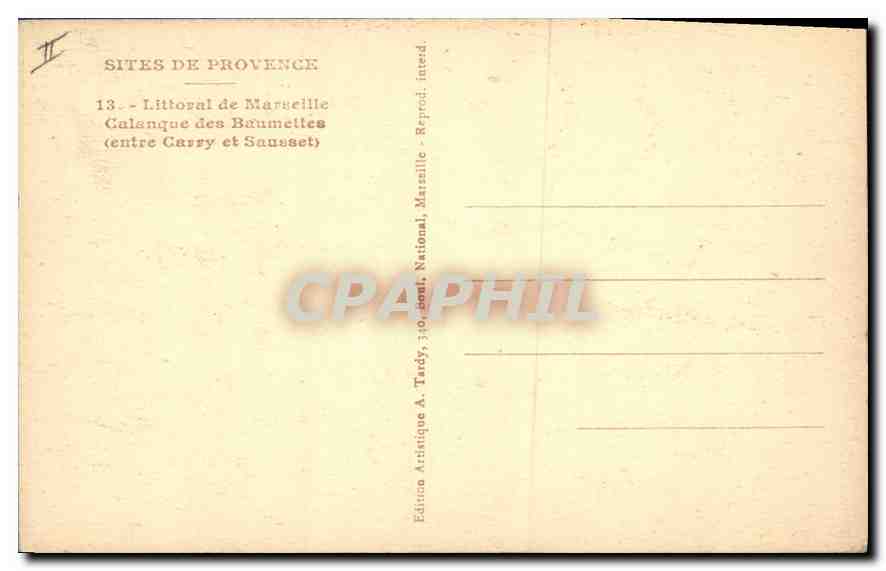 Calanque des Baumettes — littoral de Marseille — éditeur Tardy — Reverso