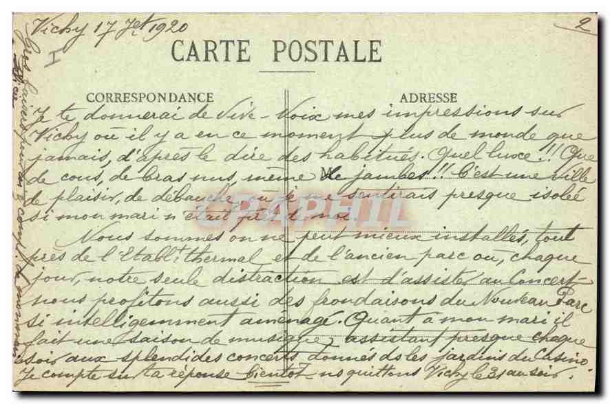 CPA Vichy Le Parc Bassin des Cygnel — Rückseite
