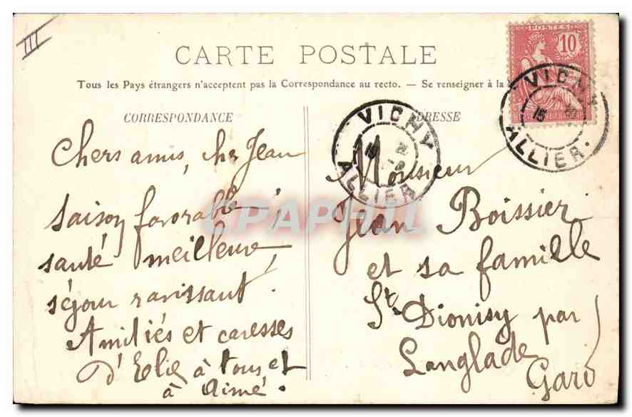 CPA Vichy L'Heure de la Musique — Rückseite