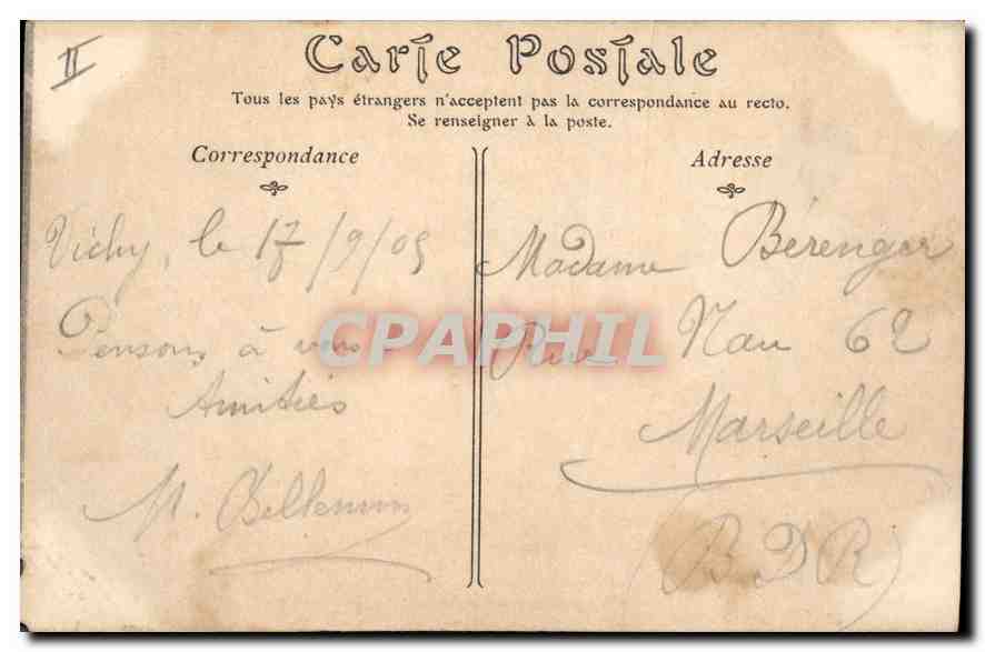 CPA Vichy La Terrasse du Casino — Verso
