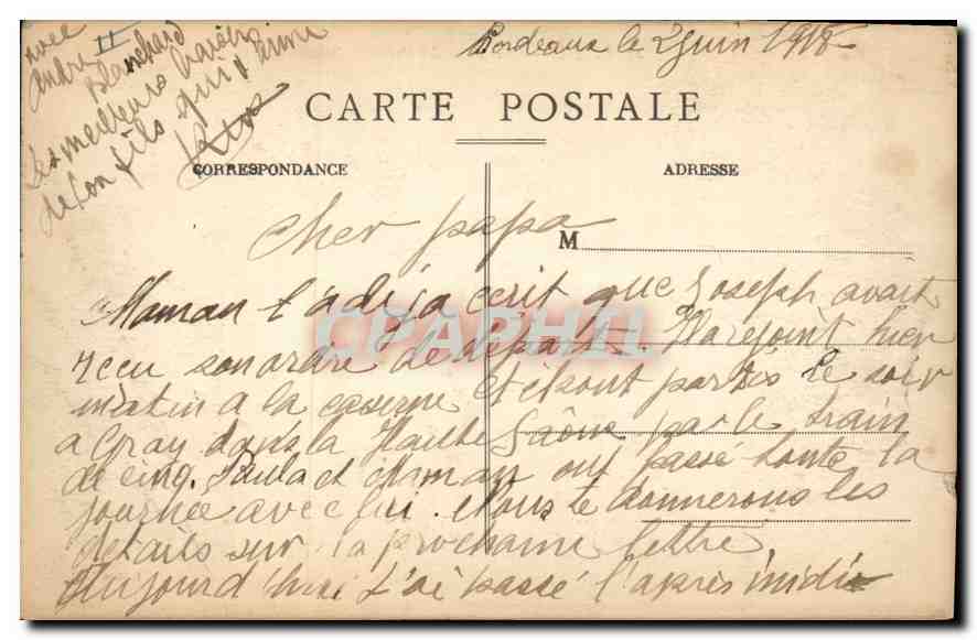 CPA Vichy Une des Parcs et Palais des Sources — Verso
