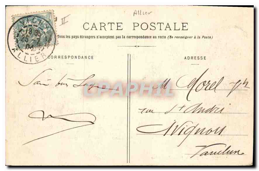 CPA Vichy Salle des Fetes du Casino — Rückseite