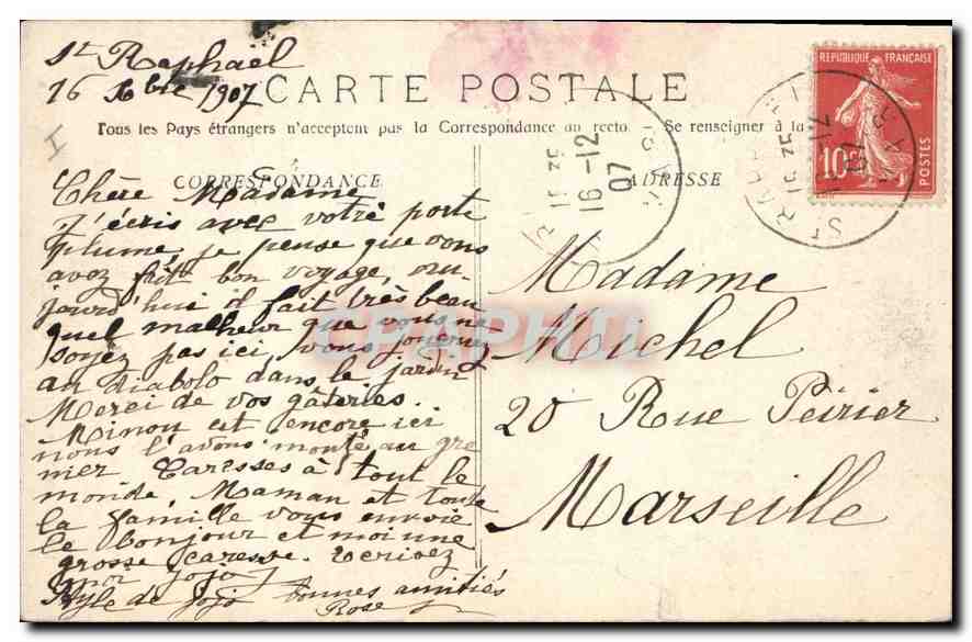 CPA Esterel (A M) Ravin du Malinfernet — Verso