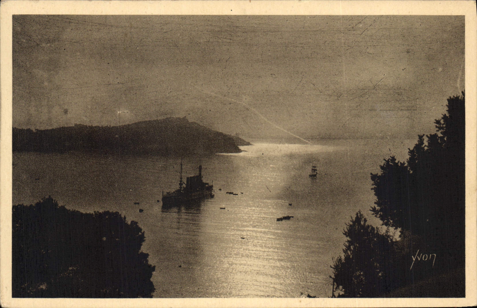 CPA Villefranche (Alpes Maritimes) Coucher de soleil sur la Rade