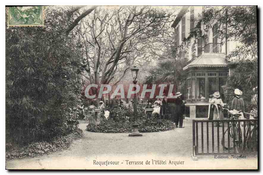 CPA Roquefavour Terrasse de l'Hotel Arquier