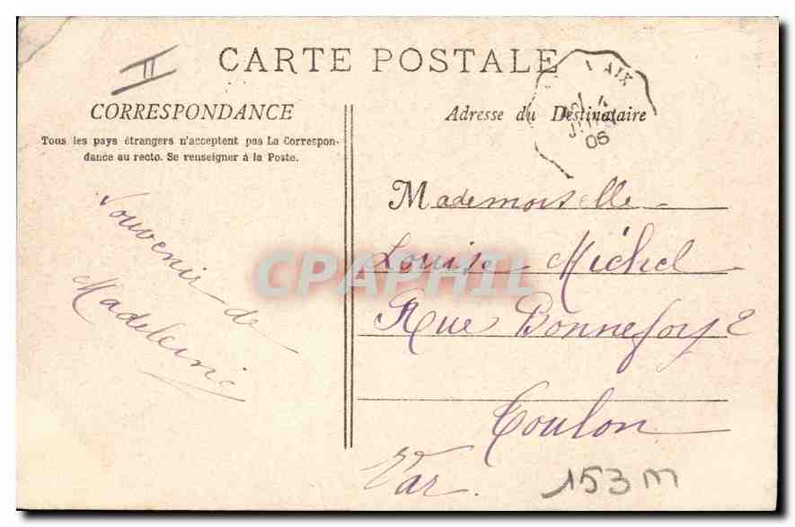 CPA L'Arrivee a Roquefavour — Verso