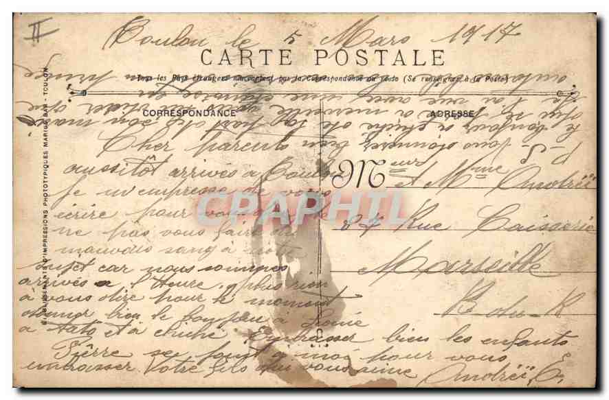 CPA Toulon Bassin et Allee du Jardin public — Rückseite