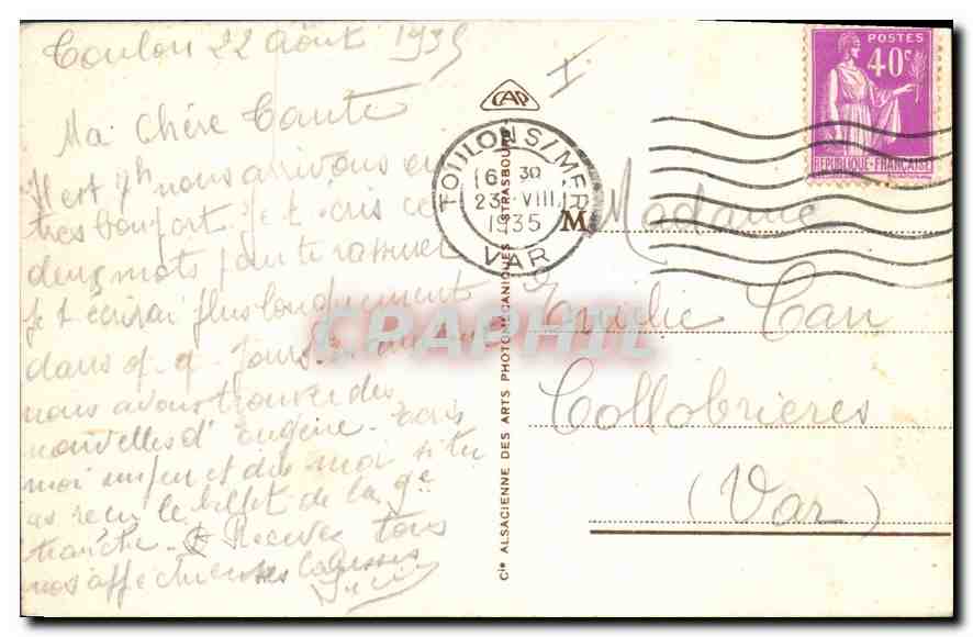 CPA Toulon Le Genie Maritime — Rückseite