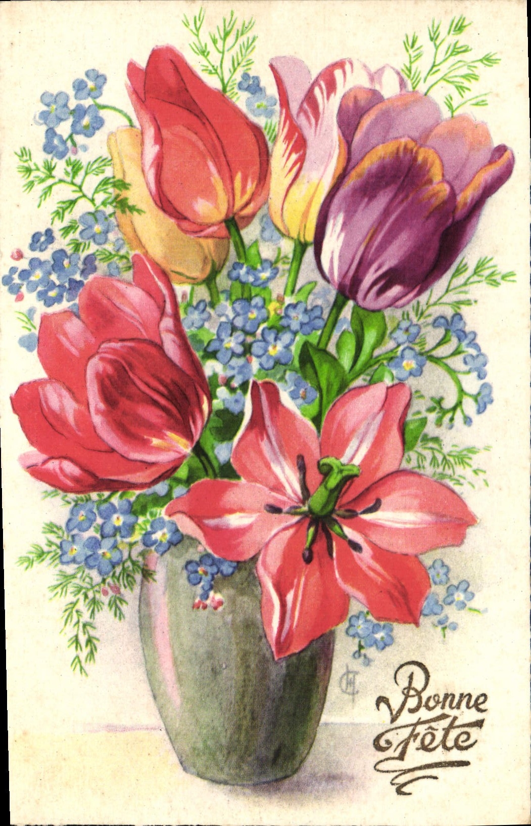 CPA Bonne fete Fleurs