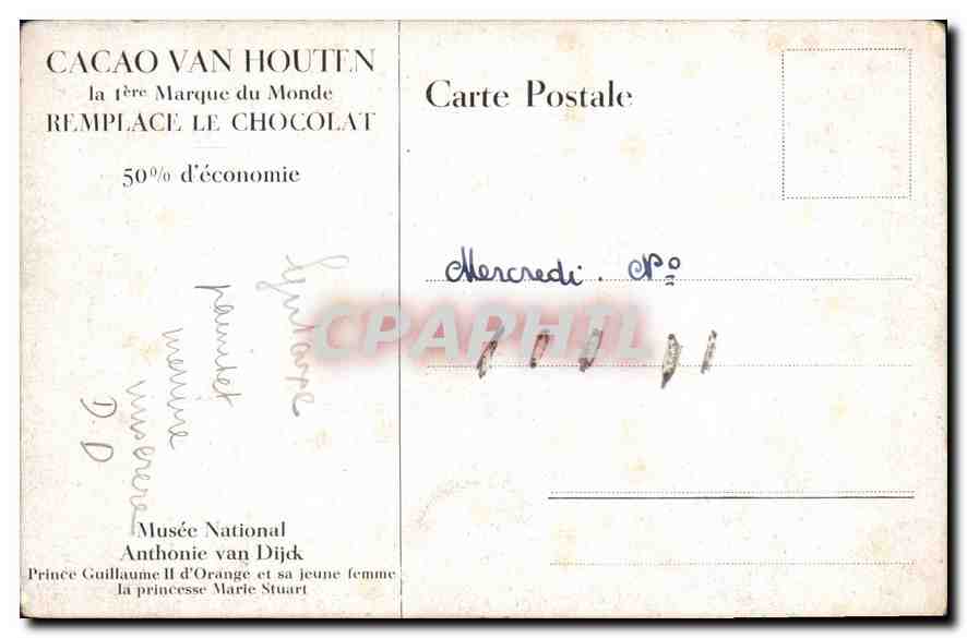 CPA Musee National Anthonie van Dijck Cacao Van Houten — Rückseite