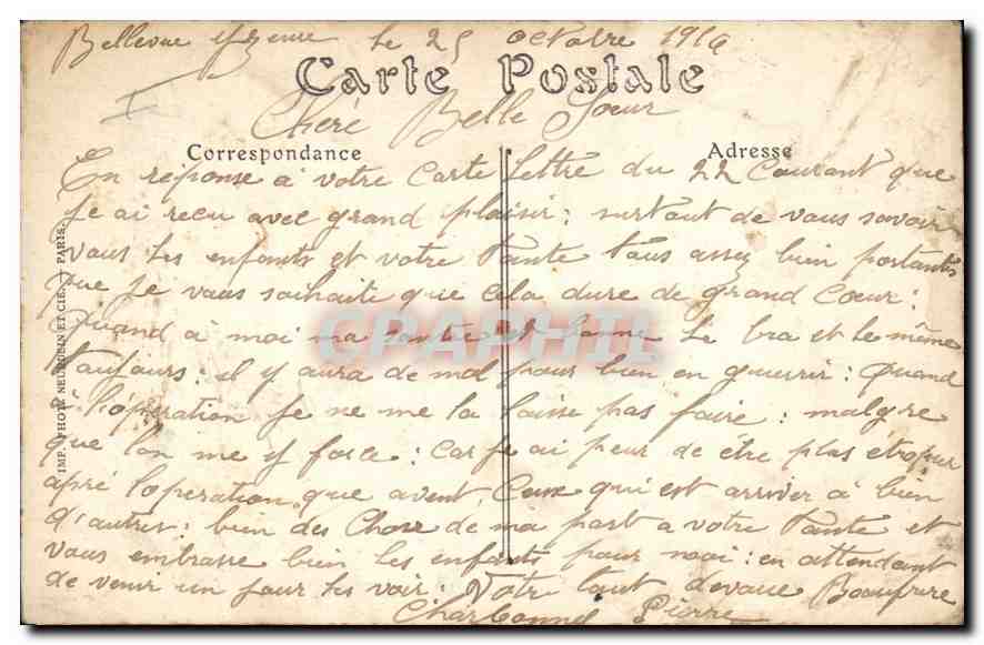 CPA Moulins Le Quartier Villars Militaria — Verso