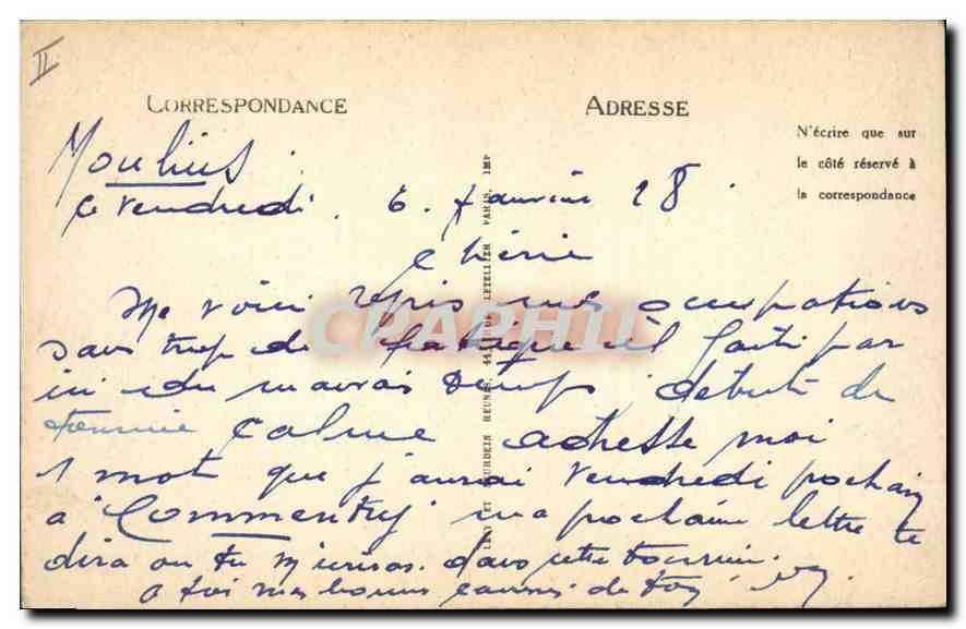 CPA Moulins La Place de la Republique — Verso