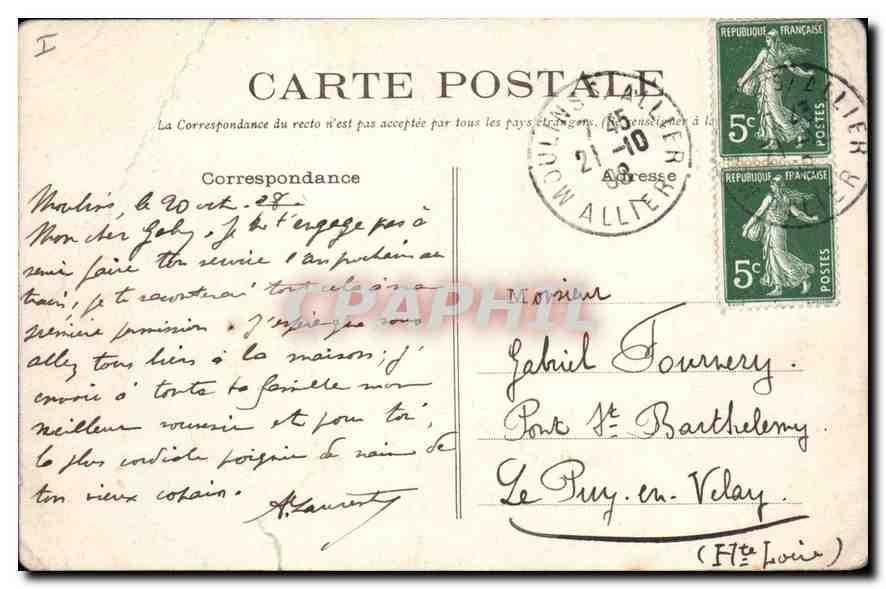 CPA Moulins Pont Regemorte et Vue generale — Verso
