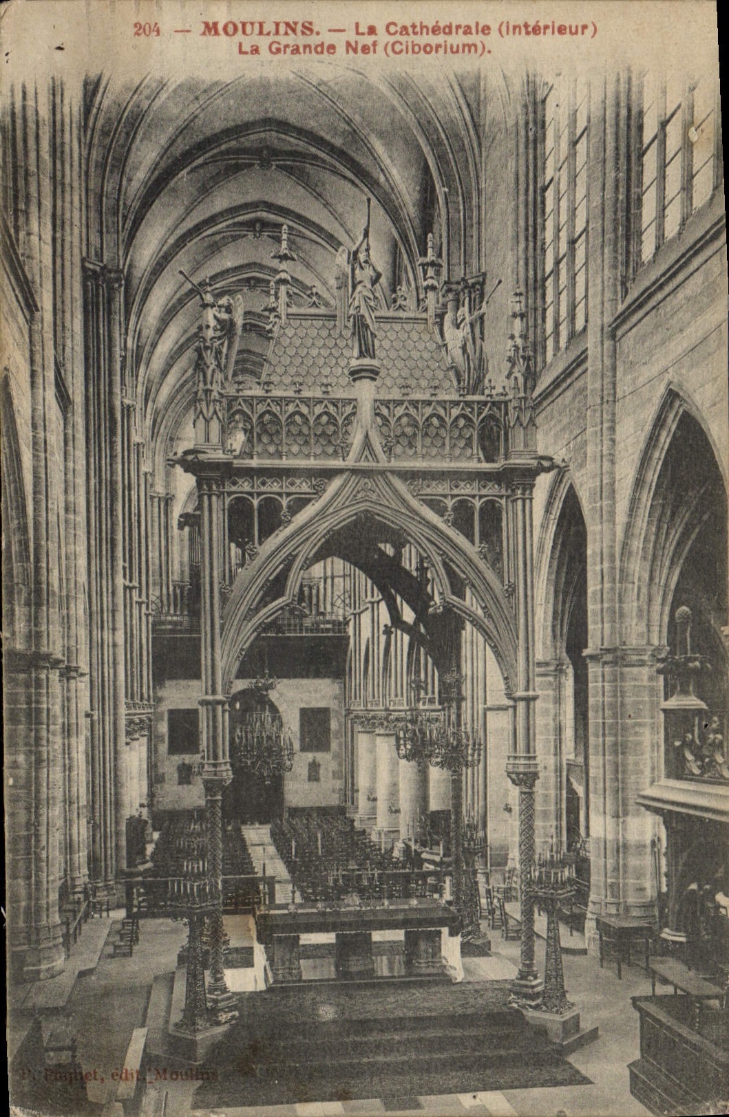 CPA Moulins La Cathedrale (Interieur) La grande nef