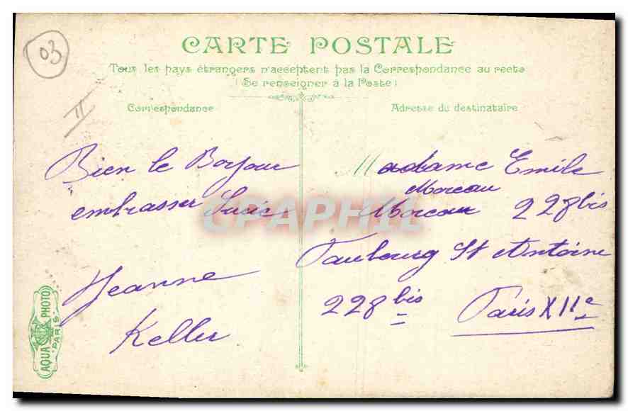 CPA Vichy La Vielle Tour — Rückseite