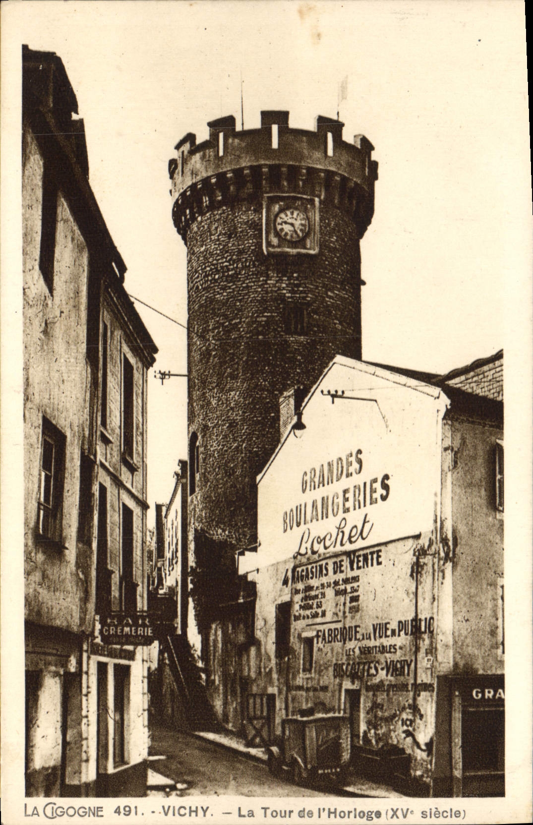 The Clock Tower (15th century) — Vichy — publisher La Cigogne, no. 491