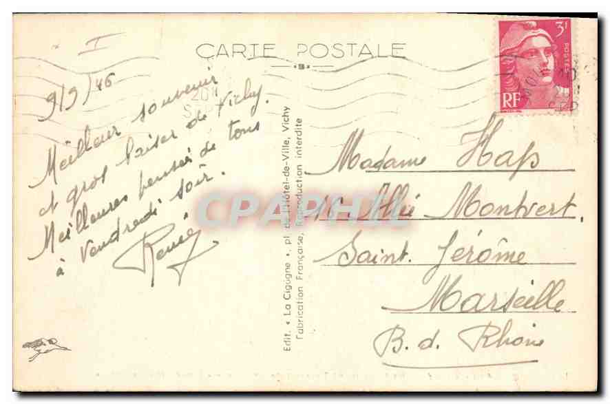 CPA Vichy Etablissement Thermal de 1er Classe — Rückseite