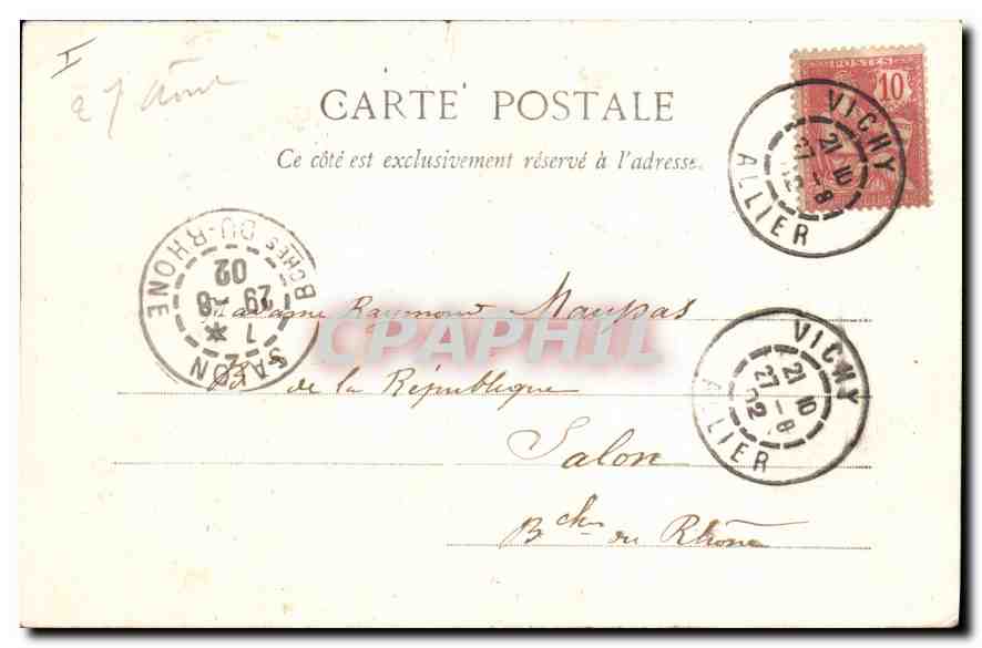 CPA Vichy Un Coin du Nouveau Parc — Verso
