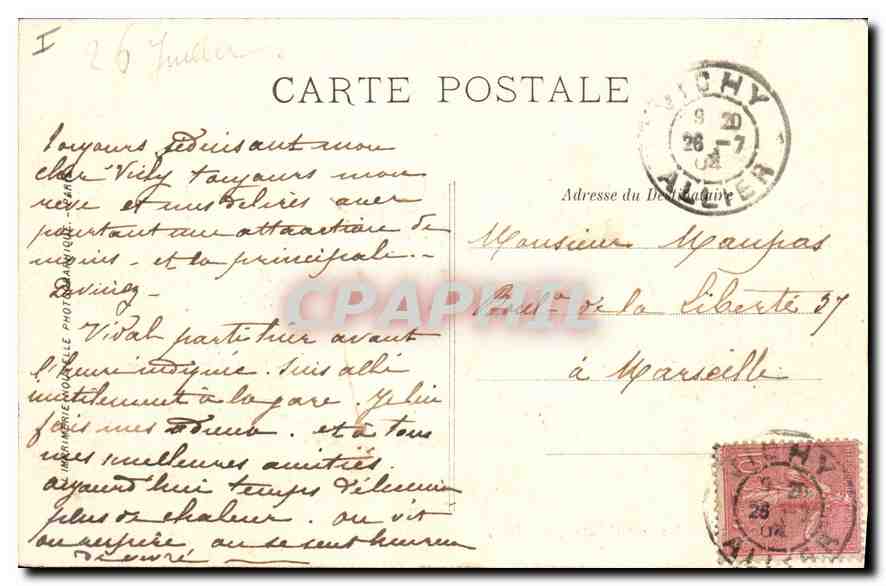 CPA Vichy Le Pont sur l'Allier — Rückseite