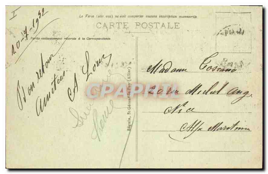 CPA Vichy La Grande Allee du Vieux Parc — Rückseite