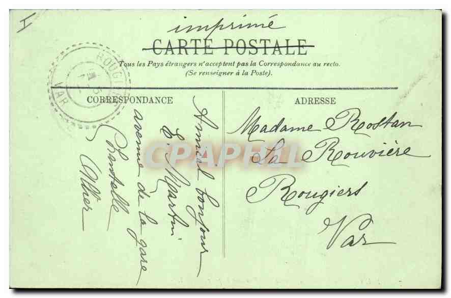 CPA Vichy La Facade du Casino Vue sur le Parc — Rückseite