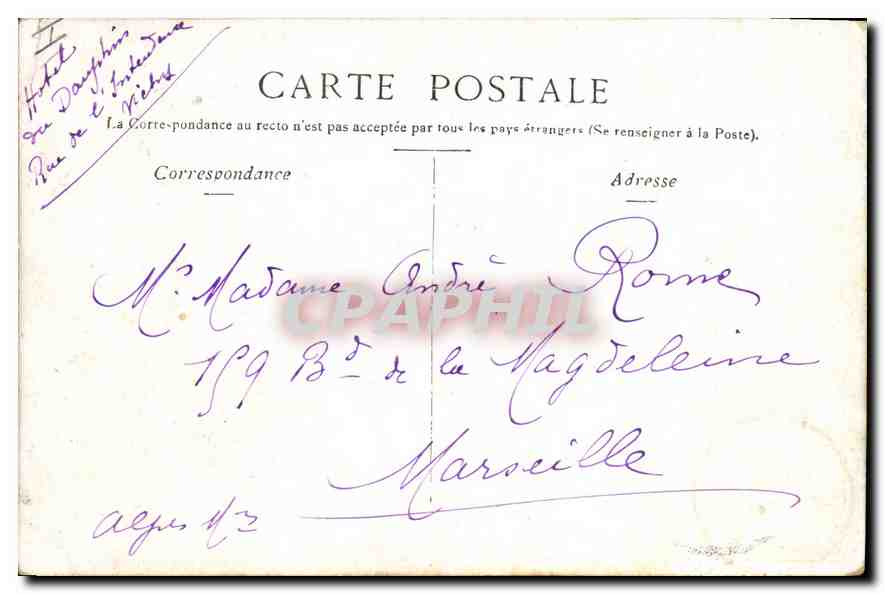 CPA Vichy Maison de Madame de Sevigne — Rückseite