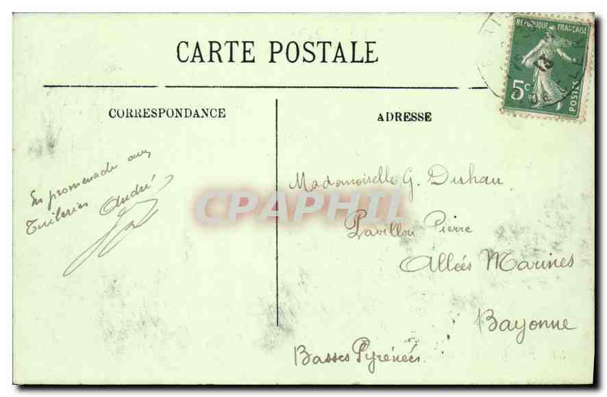 CPA Paris Le Bassin de Tuileries — Rückseite