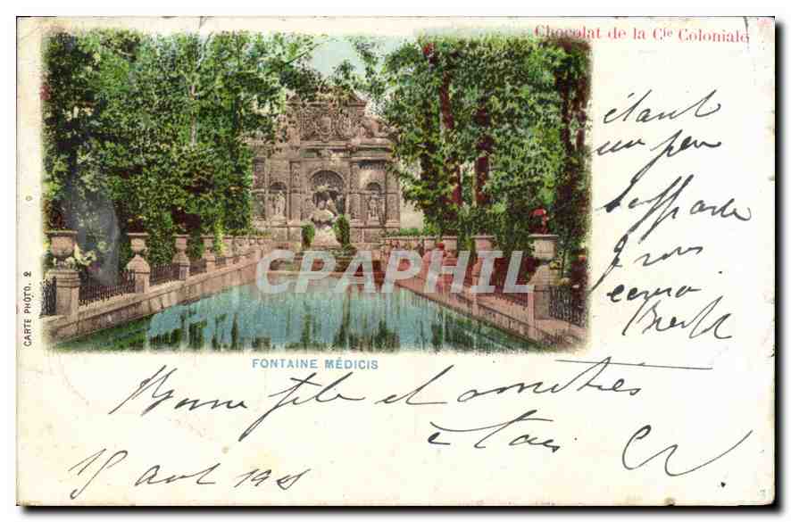 CPA Fontaine Medicis Chocolat de la Cie Coloniale