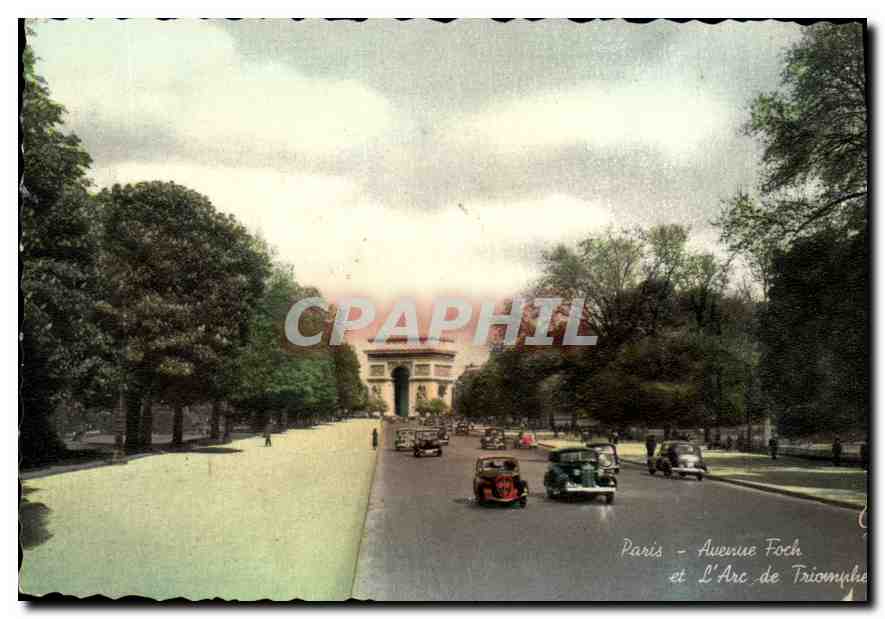 CPA Paris Avenue Foch et l'Arc de Triomphe