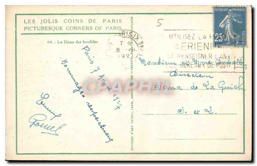 CPA Paris Le Dome des Invalides — Verso
