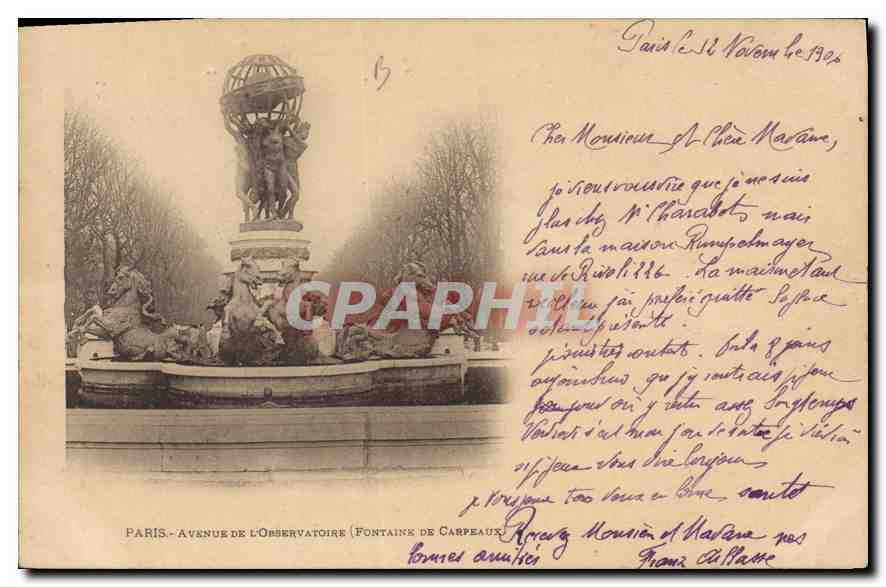 CPA Paris Avenue de l'Observatoire (Fontaine de Carpeaux)